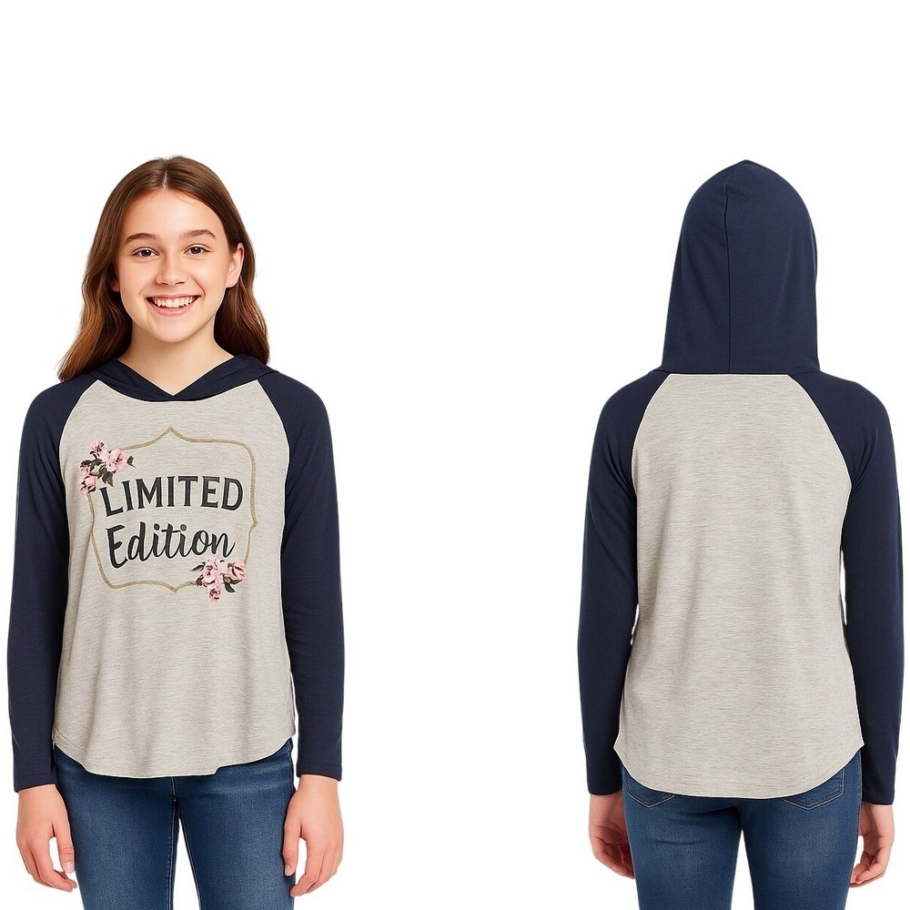 Lily‎ Bleu Girls Large 14 Hooded Long Sleeve Limited Edition Pullover Top USA